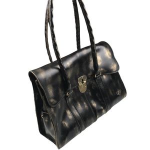 Patricia Nash Metallic Nights Vienna Bag Black and Gold Leather
